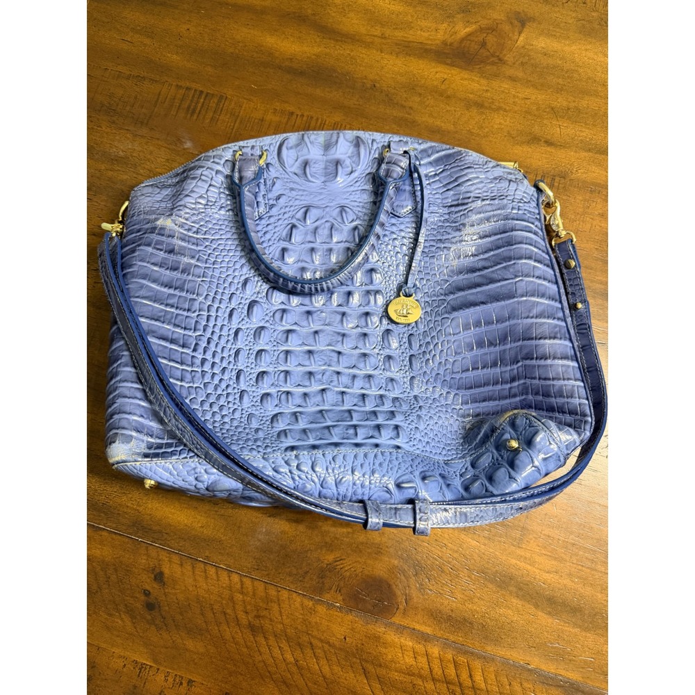 Brahmin Duxbury Satchel Periwinkle Blue Melbourne Embossed Leather Handbag